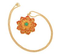 UPKOCH Collier Fleur de Nénuphar en Laiton Doré Pendentif Fleur Vintage Émaillé, Style Rétro Élégant pour Femmes, Bijou Artisanal Filigrane Résistant pour Usage Quotidien et Mariages