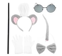 UPKOCH Costume de souris aveugle (1 ensemble) serre- avec toque de chef, queue, lunettes et canne - accessoires de déguisement de rat - accessoires de fête pour Pâques, Noël et cosplay animalier