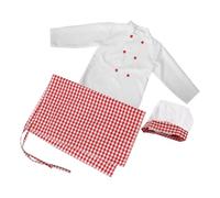 UPKOCH Costume Garçon Fille Chef Cuisinier avec Tablier et Coiffe Rose à Manches Longues Tenue de Jeu de Rôle Confortable et Respirante pour Développement Intérêt Culinaire