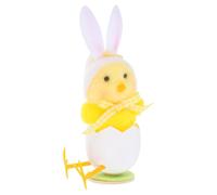 UPKOCH Décoration de Pâques Poussin en Peluche 14 CM avec Chapeau Oreilles de Lapin Blanc, Ornement Printanier pour Maison, Présent Fête, Figurine Animaux de Ferme en Coquille d'Œuf