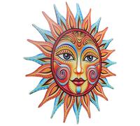 UPKOCH Décoration Murale Soleil en Fer Orange pour Jardin Extérieur et Intérieur, à Suspendre Murale Artisanale, Ornement Solaire Robuste et Coloré, Décoration Bohème Patio Terrasse,