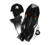 UPKOCH Déguisement Pirate avec Perruque Tresse Barbe Factice et Cache-œil Accessoires Costume Pirate Halloween et Confortable pour Fêtes et Cosplay