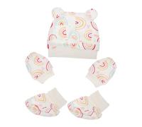 UPKOCH Ensemble Bonnet Bébé Coton Anti-griffures Unisexe Protection le Vent Trois Pièces pour -né Naissance Accessoire Présent Confortable