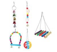 UPKOCH Ensemble De 5 Pièces Clochette Perroquet Plates-Formes pour Accessoires de Perroquet Costume balançoires balançoire Perroquet Jouets de balançoire Perroquet en Bois Colorful