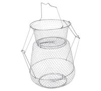 UPKOCH Filet de Pliable Acier Inoxydable avec Fond Plat Cage Filet Portable pour Poissons Crabes et Homards Léger et Facile à Transporter