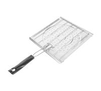 UPKOCH Grille-Pain en Acier Inoxydable Perforé avec Poignée Plastique Pliable pour Camping Et Cuisson en Extérieur, Surface De Cuisson Non Revêtue, Rack à Pain Viande Et Poisson