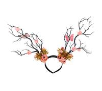 UPKOCH Headband de Noël Antlers avec Branches et Fleurs Couronne Fée Sylvestre pour Filles Accessoire Cosplay et Photo Renaissance