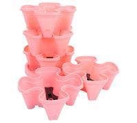 UPKOCH Jardinière Empilable À Plusieurs Niveaux Pots Empilables Jardinière À Fleurs Bac À Fraises Pots De Culture pour Fraises en Abs Rose