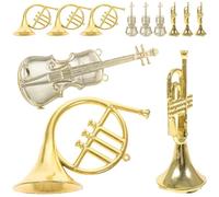 UPKOCH Lot de 12 Ornements Instruments Musique Miniatures en Plastique Doré Décorations de Noël pour Sapin et Bricolage Modèles de Violon Trompette et Cor Décoration Intérieure