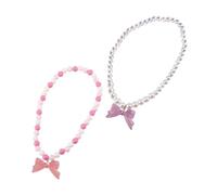 UPKOCH Lot de 2 Colliers de Perles en Acrylique Pendentif Nœud, Collier Garçon et Filles Fille, Bijoux Fête Anniversaire, Couleur Transparente, Taille Moyenne