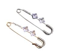 UPKOCH Lot de 2 Épingles de Sûreté Bling pour Foulards, Accessoires Vestimentaires Doré et Argenté, Clip de Sécurité pour Vêtements Femmes, Mariage et Fêtes, Finition Strass Scintillante