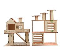 UPKOCH Lot De 2 Maisons en Bois pour Hamsters Nid De Hamster Ventilé Plateforme Coulissante Jouet D’activité en Bois Naturel Habitat Créatif pour Petits Animaux De Compagnie