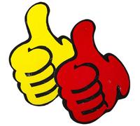 UPKOCH Lot de 2 Ornements Pouces Levés en Feutrine Jaune et Rouge 20 CM Accessoires D’Encouragement Joyeux pour Cheerleading Décoration Festive et Support Sportif Dynamique