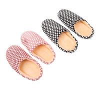 UPKOCH Lot de 2 Paires de Pantoufles D’Hôtel pour Couples Antidérapantes Motif Pois Rouge/Blanc Taille 40-41 et Noir/Blanc Taille 44-45 Pantoufles Souples Lavables pour Spa Chambre et