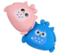 UPKOCH Lot de 2 Porte-Monnaie Silicone Petite Pochette à Pièces Motif Chouette Couleurs Rose et Bleu Compact et Léger pour Femme Fille et Garçon et Filles pour Monnaie Écouteurs et