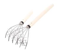 UPKOCH Lot de 2 Râteaux à Main 5 Griffes en Acier Inoxydable 304 Filet Manches en Bois Antidérapants Outil pour Creuser Fruits de Mer et Ameublir Sol Plage et Jardinage Râteaux à