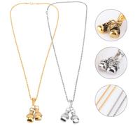 UPKOCH Lot de 2 set de Colliers Pendentifs Boxe pour Femme et Homme Métal Argenté et Or Style Punk Collier de Mode Tour de Cou Accessoire Fitness et Sport Présent Anniversaire