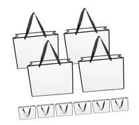 UPKOCH Lot de 20 Paquet Présents en Papier Blanc 28x10x22 Cm Bordure Noire, Paquet à Main Réutilisables pour Emballage Alimentaire à Emporter, Rangement Présent Noël et Fête