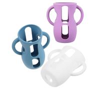 UPKOCH Lot de 3 Manchons en Silicone Antidérapants pour Biberons en Verre 240 Ml, Housses Protège-biberons Résistantes aux Chocs, Couleurs Blanc, Bleu Marine et Violet, Adaptés