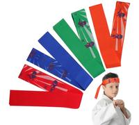 UPKOCH Lot de 4 Bandeaux Ninja Réglables pour Garçon et Filles Accessoires de Fête D'anniversaire Ninja Garçon Fille, Bandeaux de Karaté Cosplay en Tissu Confortable et Coloré pour Jeux