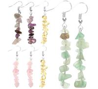 UPKOCH Lot de 4 Paires de Boucles D’Oreilles Pendantes en Pierres Naturelles Multicolores Crochets Hypoallergéniques Bijoux Délicats pour Femmes et Adolescentes pour Soirées et