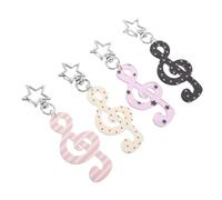 UPKOCH Lot de 4 Porte-Clés Musicaux en Métal Étoiles et Motifs Rayures Pois Léger et Solide Accessoires de Fête Polyvalents pour Décoration Noël Rentrée Scolaire et Présents Karaoké