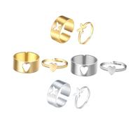 UPKOCH Lot De 4 Set De Paires De Bagues Pour Couple Cœur, Ensemble Délicat En Alliage Léger, Style Romantique, Bijou Féminin Pour Présent Couple Usage Quotidien, Tailles Variées