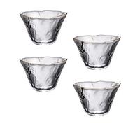 UPKOCH Lot de 4 tasses à saké en verre transparent en forme de fleur pour thé, café, liqueur, saké japonais pour maison, cuisine, bar, saké décoratif