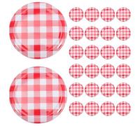 UPKOCH Lot de 40 couvercles de bocaux à confiture à carreaux vichy rouge - Bouchons à vis étanches en fer pour cornichons, miel et gelée maison - 72 mm