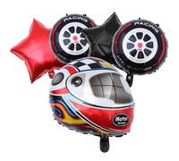UPKOCH Lot de 5 Set de Ballons Aluminium Forme Casque de Course, Décoration Anniversaire Garçon, Ballons D’anniversaire Suspendus, Décorations de Fête Thématique Voiture, Arrière-plan