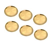 UPKOCH Lot de 6 Assiettes en Acier Inoxydable Doré 14 CM Plaque Plate Réutilisable pour Camping et Repas en Plein Air Plat Inox Résistant aux Taches Ustensiles Cuisine Camping