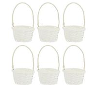 UPKOCH Lot de 6 Corbeilles à Fruits en Rotin Tressé avec Anse - 8,9 x 8,9 x 12,7 cm - Panier Mini pour Fleurs, Pain et Décoration Maison de Campagne