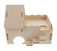 UPKOCH Maison Bois pour Cochons Et Hamsters Cachette Douillette pour Deux Rongeurs Abri Multifonction Bois Naturel Confortable Et Respirant Jeu Et Repos Sûrs pour Petits Animaux