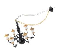 UPKOCH Miniature Chandelier Décoratif pour Maison de Poupée Lampe Suspendue Miniature Élégante pour Micro Paysage Bricolage Maquette Décoration Table Sable Éclairage Blanc Noir et Or