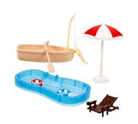 UPKOCH Miniature Piscine avec Bateau et Chaise Longue pour Maison de Poupée Décoration Miniature Polyvalente pour Micro Paysage Modèle de Mobilier Réduit pour Collection et DIY