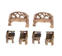 UPKOCH Miniature Resin Chairs Set for Fairy Garden Decoration Miniature Furniture for Home and Flowerpot Display Retro Style Mini Bench and Single Chairs DIY