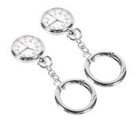 UPKOCH Montre Infirmière Suspendue Résistante en Acier Inoxydable Argenté, Lot de 2, pour Étudiants et Personnel Médical, Cadran Clair Étanche, Montre à Clip Pratique pour Examen