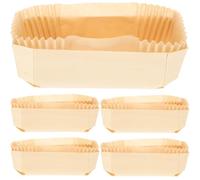UPKOCH Moules à PâTisserie Jetables En Bois Avec Doublure En Papier, RéSistants à La Chaleur, IdéAl Pour GâTeaux, Sandwichs Et Snacks, Lot De 5, Beige, 12x6.5x3.8cm