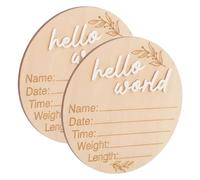 UPKOCH Panneaux en Bois pour Nouveau-né Garçon, Plaques Rondes 10 Cm, Motif Salutations, Décoration Naissance Naturelle, Coffret 2 Pièces pour Crèche et Hôpital