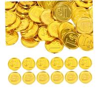UPKOCH Pièces de Trésor de Jeu pour Garçon et Filles Lot de 100 Fausses Pièces en Plastique Accessoires de Jeu Amusants Chasses Trésor pour Fêtes d'halloween et