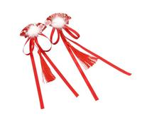 UPKOCH Pinces à Cheveux de Style Chinois Pompons Rouges, 1 Paire D'accessoires Coiffure Vintage pour Jeunes Filles, Épingles Éventail Chinoises Décoratives, pour Déguisement et Fêtes