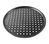 UPKOCH Plaque à Pizza Perforée Répartition Rapide et Uniforme Chaleur en Acier Carbone Noir, Résistance Haute Température Cuisine et Maison