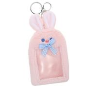 UPKOCH Porte-Badge K-Pop Peluche Lapin Rose avec Porte-clés Étui Protecteur Souple pour Cartes Identité Bus et Étudiant Support Pratique pour Cartes Photo et Badges