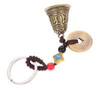UPKOCH Porte-clés Cuivre Six Mots Sagesse Cloche Décorative Pendentif Suspendu Style Chinois pour Hommes Ornement Vintage