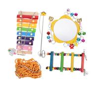 UPKOCH S Jouets Suspendus pour Poulets et Poussins Balançoire Fil Nourrissage Miroir Fourchette à Fruits et Xylophone pour Poules et Accessoires Déveil Jeu pour Volaille