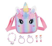 UPKOCH Sac Bandoulière Licorne Arc-Ciel avec Fermeture Éclair et Bracelet Garçon Fille Petit Portefeuille Kawaii pour Bijoux Fille Cadeau Anniversaire et Accessoire Mode
