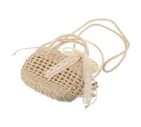 UPKOCH Sac Bandoulière Paille Tressée Légère et Résistante pour Femme Style Bohème Polyvalent pour Plage Voyages et Sorties Décontractées Sac Seau Blanc Cassé