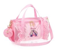 UPKOCH Sac de Danse pour Filles avec Bandoulière Amovible Grand Sac Fourre-tout Sport Ballet Fermeture Éclair Lisse Porte-clés Pompon Rose Profond pour Gymnastique et École