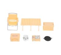 UPKOCH Set de Jeu Cuisine pour Garçon Fille avec Mini Cuisinière Chaise Pliante et Table de Pique Extérieur Portable pour Tout Petits Expérience Camping Réaliste Accessoire Jaune pour