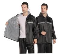 UPKOCH Set Imperméable Double avec Capuche Transparente Veste et Pantalon Unisexe Tenue Pluie Respirante pour Hommes et Femmes Protection Intégrale la Pluie
